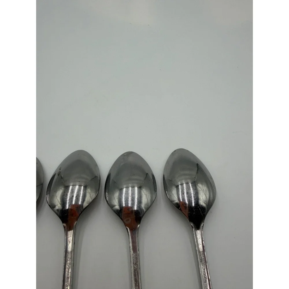 Ekco Eterna Florentine Stainless Teaspoons Set of 6 Floral Flatware Hong Kong